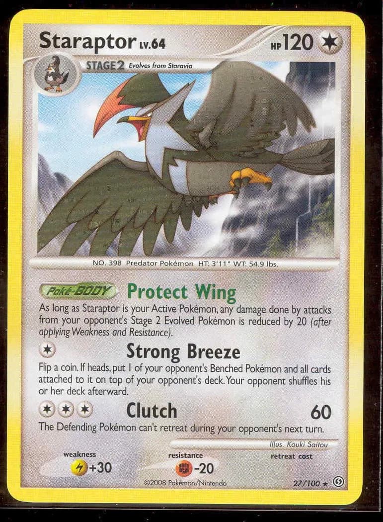 Staraptor reverse holo card front, Stormfront 27/100