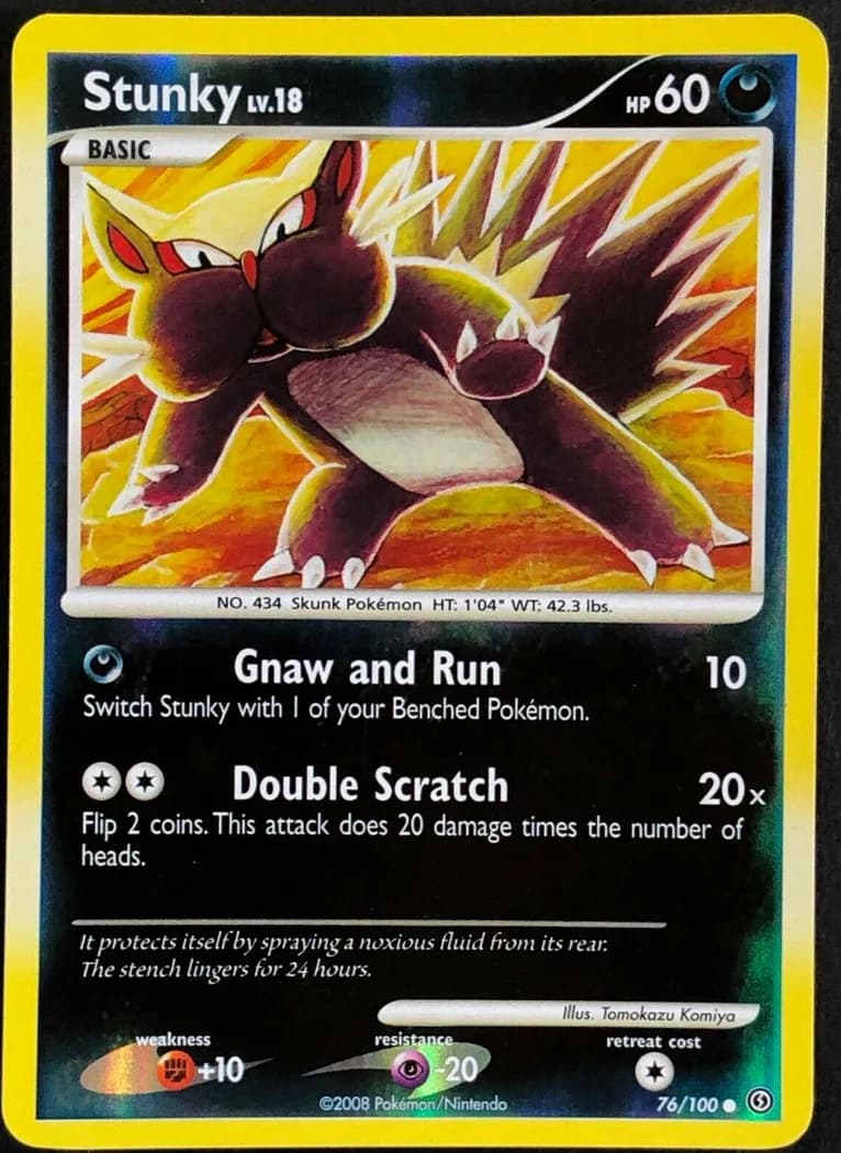 Stunky reverse holo card front, Stormfront 76/100