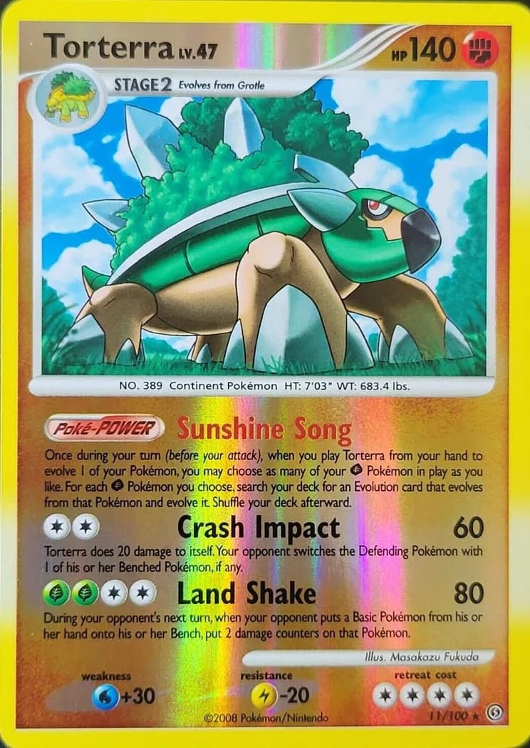 Torterra reverse holo card front, Stormfront 11/100