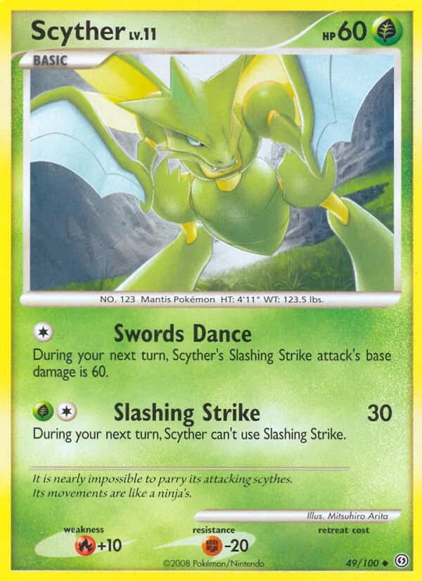 Stormfront Scyther card front, 49/100