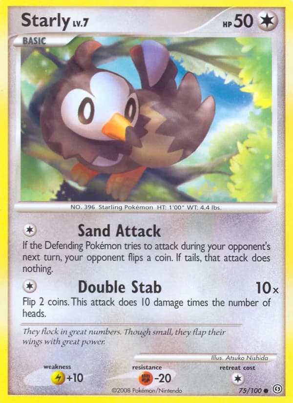 Stormfront Starly card front, 75/100