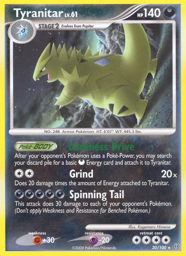 Tyranitar card front, Stormfront 30/100