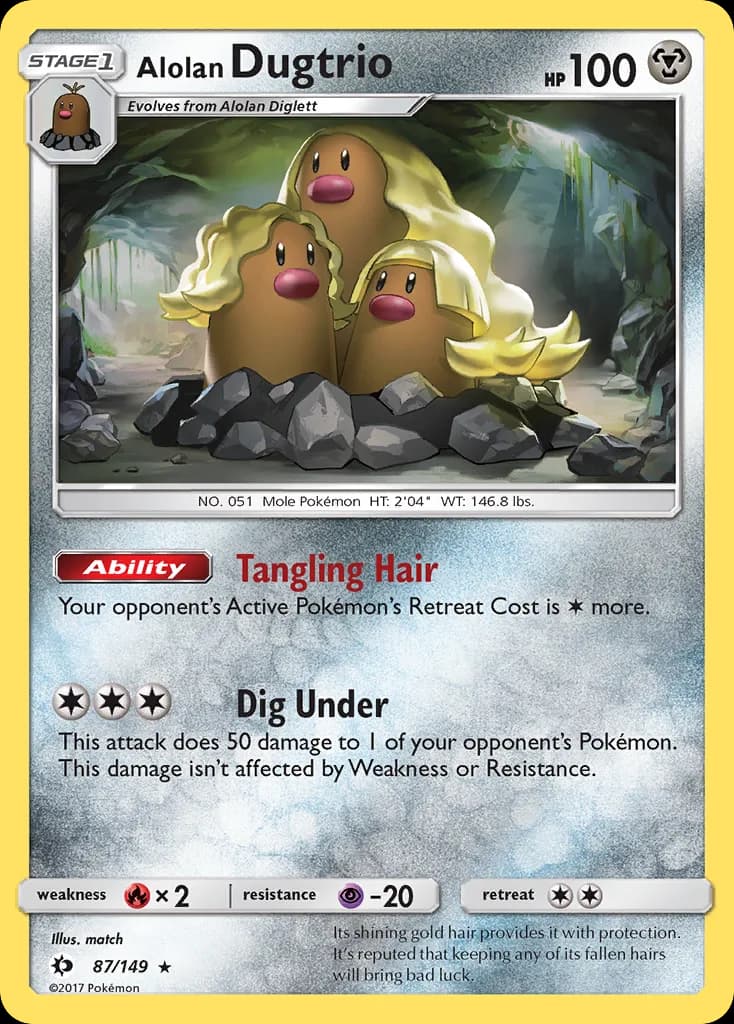 Sun & Moon Alolan Dugtrio card front, 87/149