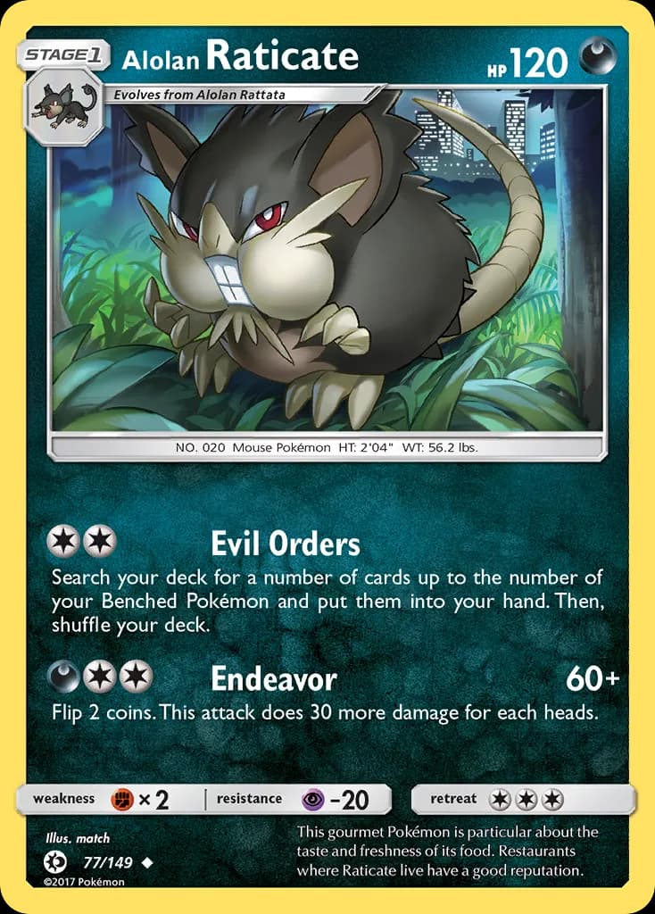 Sun & Moon Alolan Raticate card front, 77/149