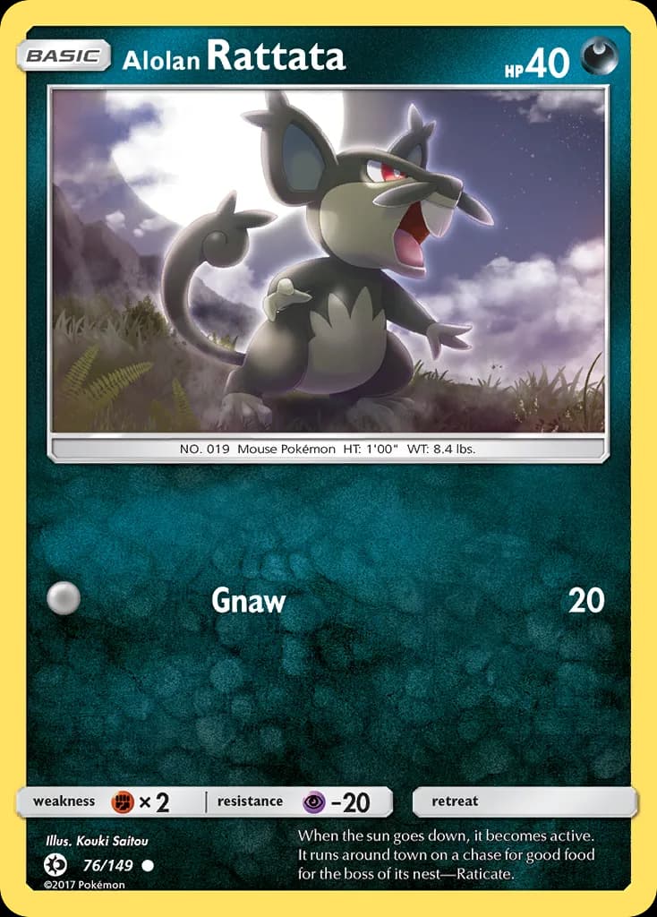 Sun & Moon Alolan Rattata card front, 76/149