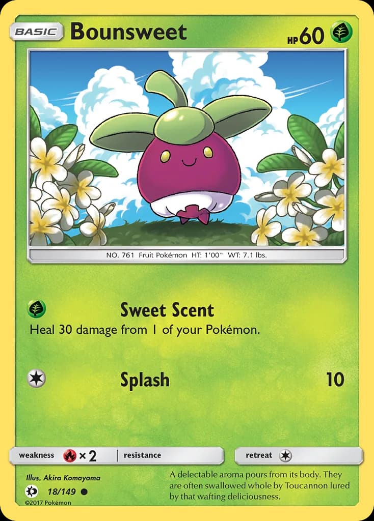 Sun & Moon Bounsweet card front, 18/149