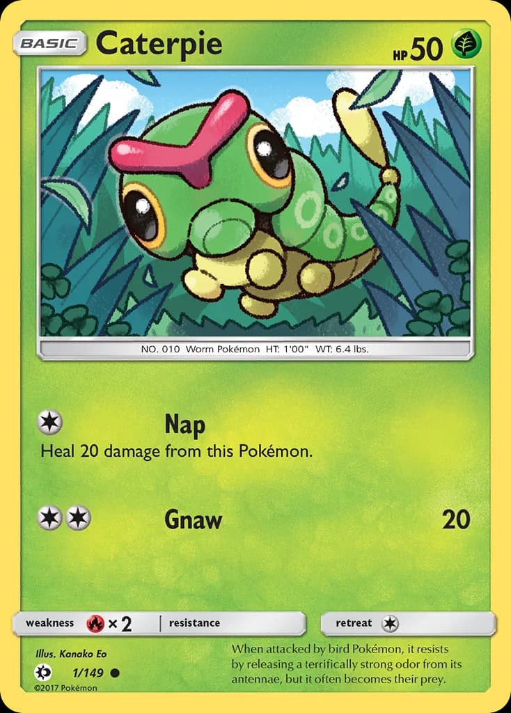 Sun & Moon Caterpie card front, 1/149