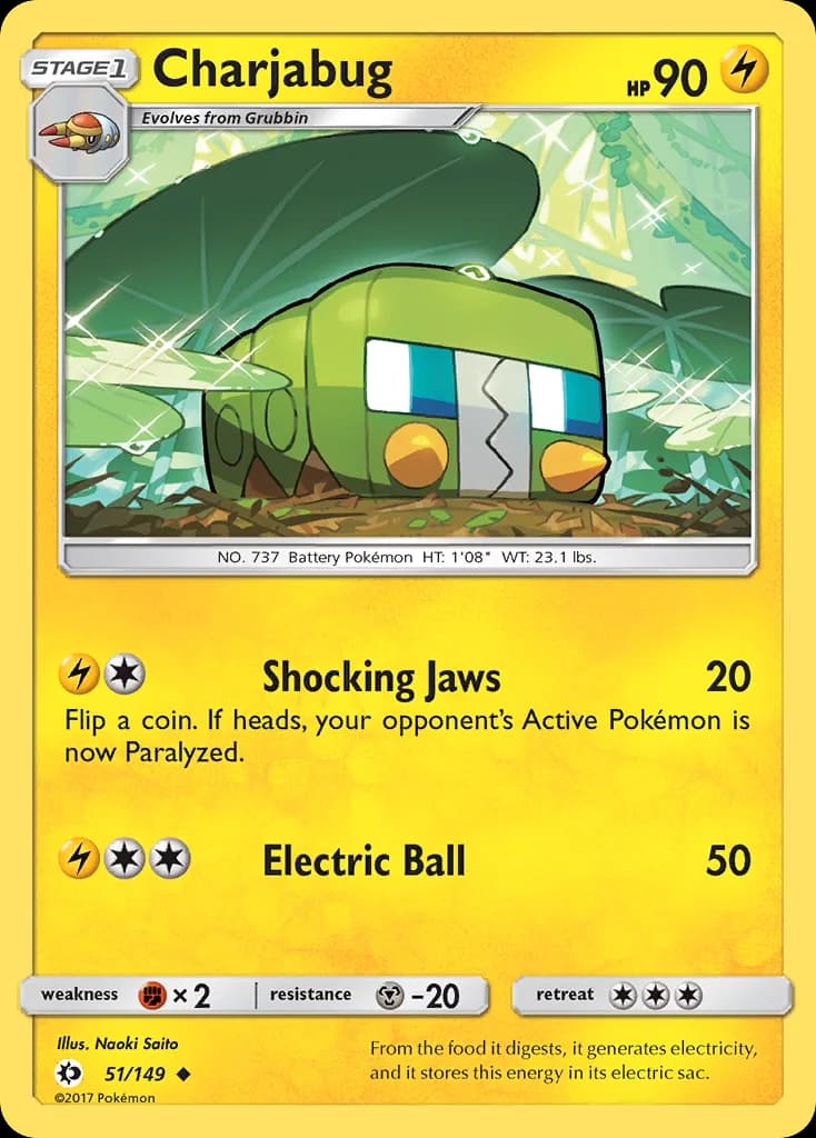 Sun & Moon Charjabug card front, 51/149