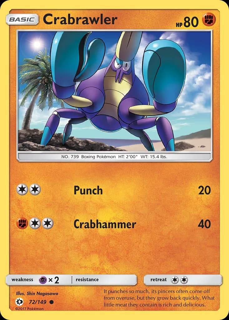 Sun & Moon Crabrawler card front, 72/149