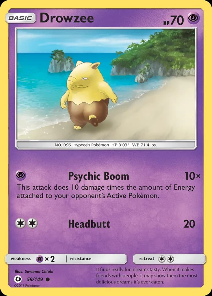 Sun & Moon Drowzee card front, 59/149