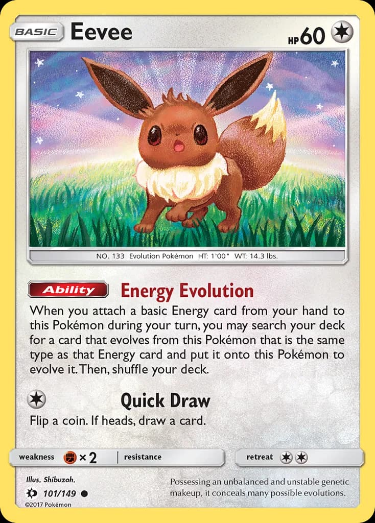Sun & Moon Eevee card front, 101/149