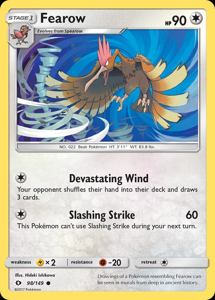 Sun & Moon Fearow card front, 98/149