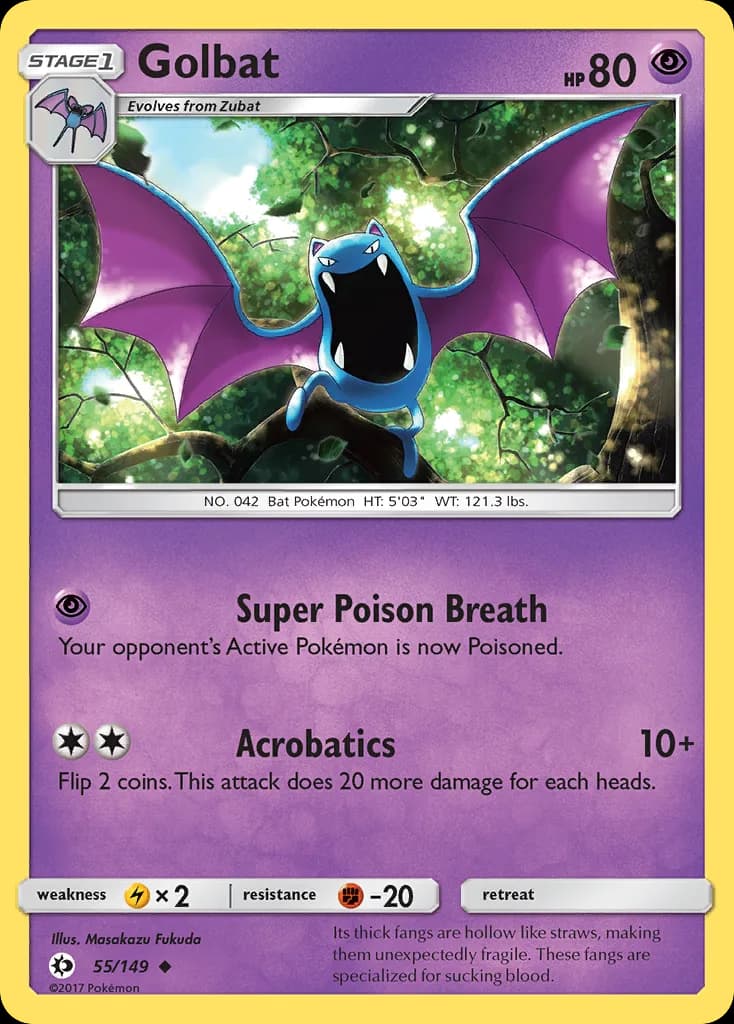 Sun & Moon Golbat card front, 55/149