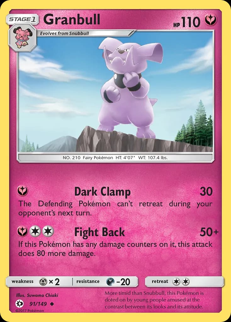 Sun & Moon Granbull card front, 91/149
