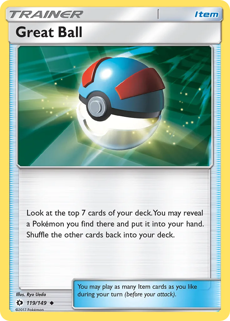 Sun & Moon Great Ball card front, 119/149
