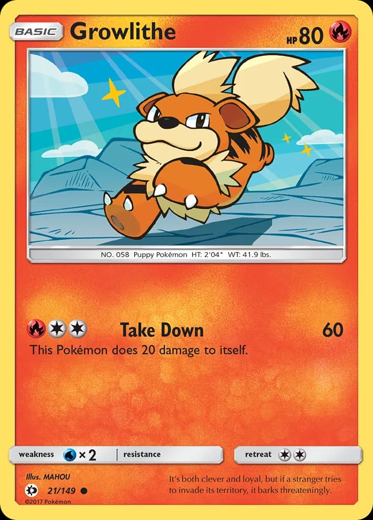 Sun & Moon Growlithe card front, 21/149