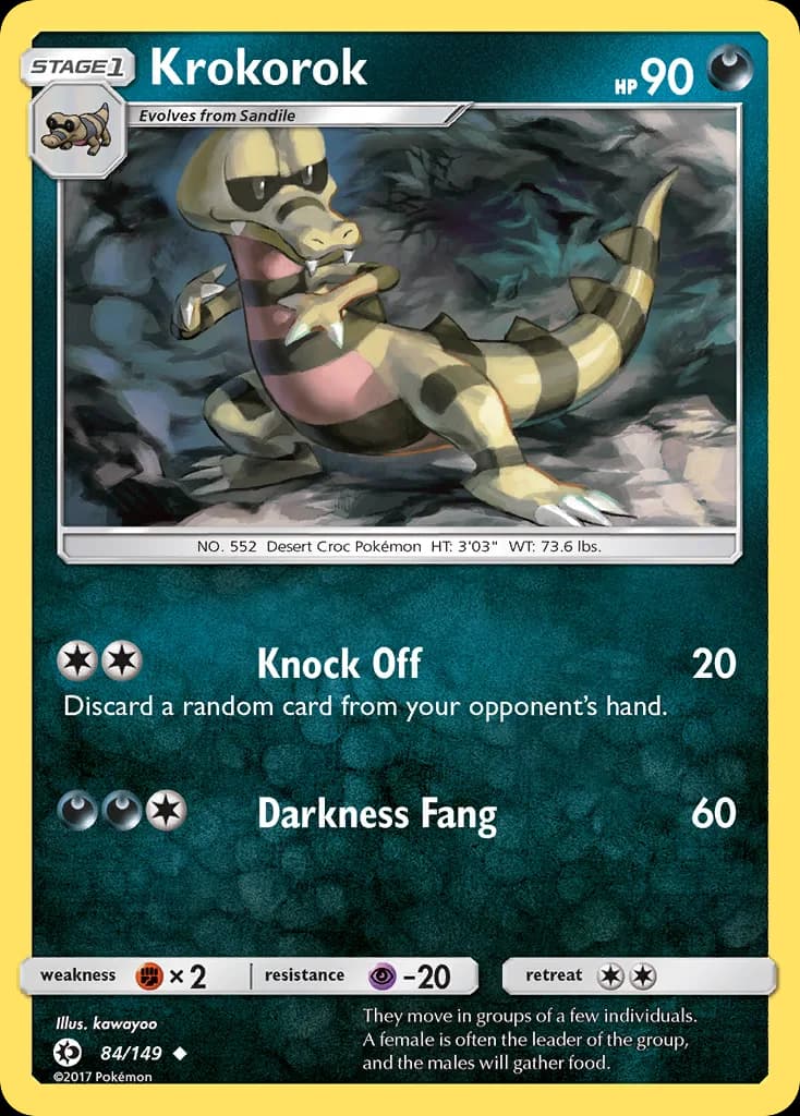 Sun & Moon Krokorok card front, 84/149