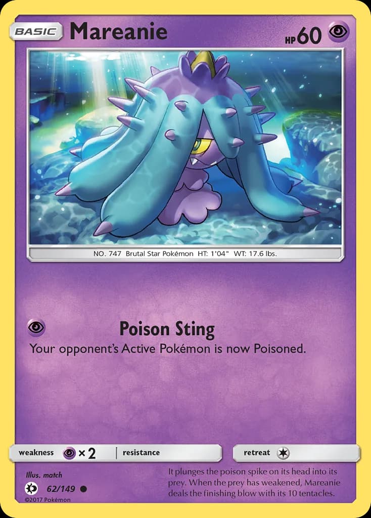 Sun & Moon Mareanie card front, 62/149