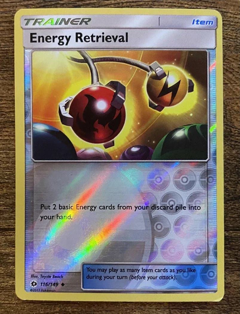 Energy Retrieval reverse holo card front, Sun & Moon 116/149