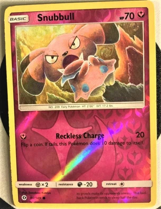 Snubbull reverse holo card front, Sun & Moon 90/149