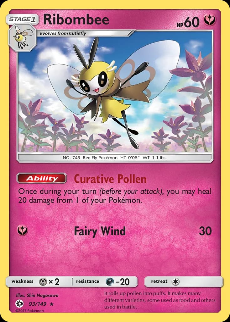 Sun & Moon Ribombee card front, 93/149