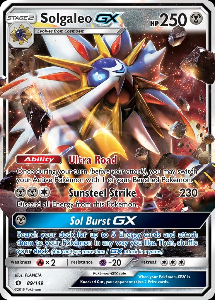 Sun & Moon Solgaleo-GX card front, 89/149