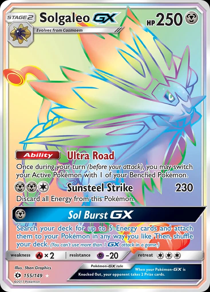 Sun & Moon Solgaleo-GX card front, 155/149