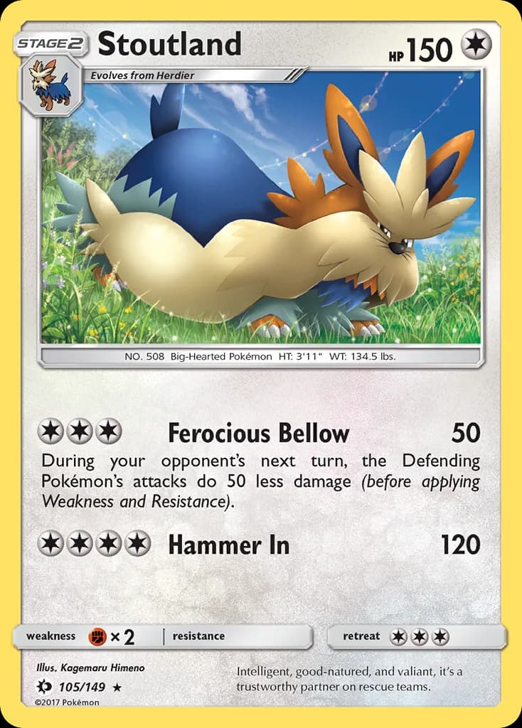Sun & Moon Stoutland card front, 105/149