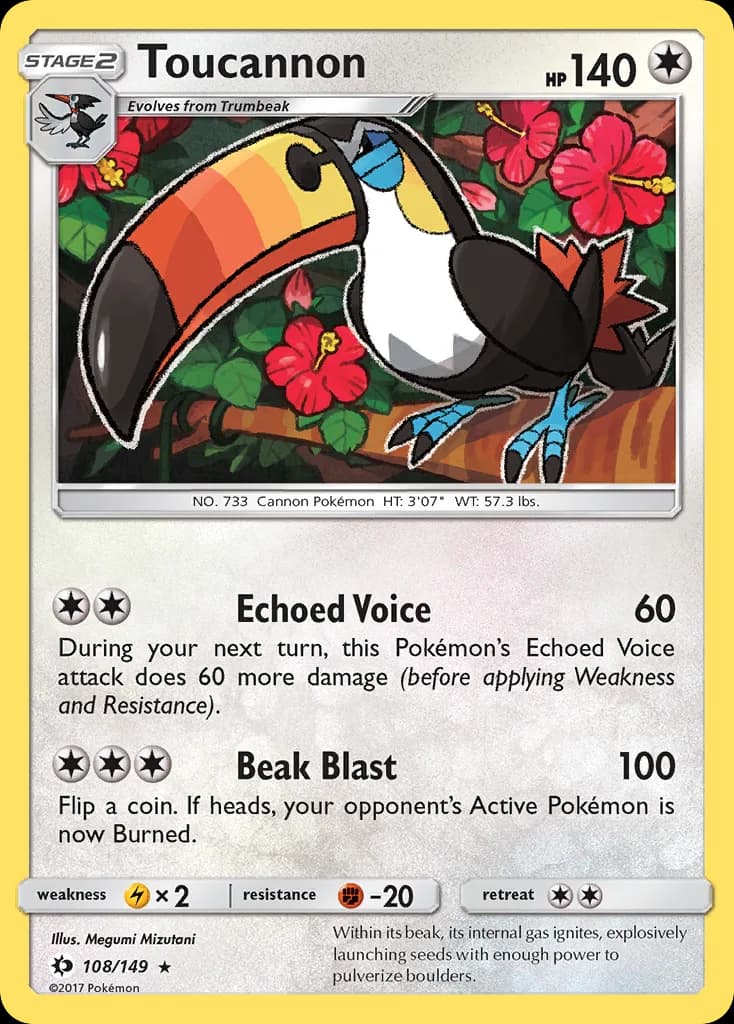 Sun & Moon Toucannon card front, 108/149