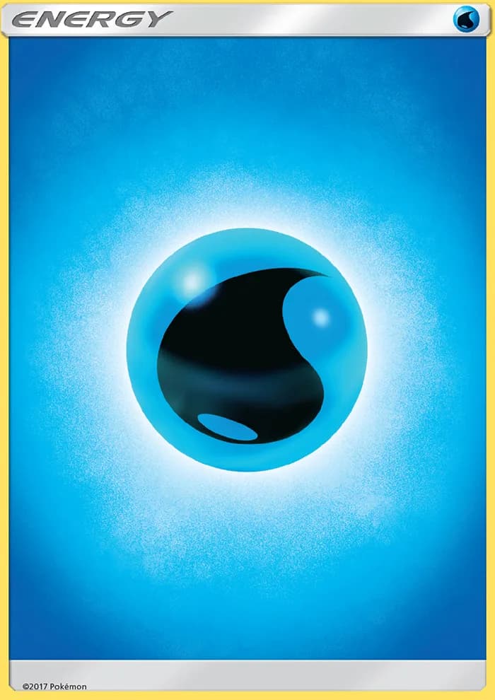 Water Energy, Sun & Moon 166/149, English non-holo base-card reference; reverse-holo finish is not shown