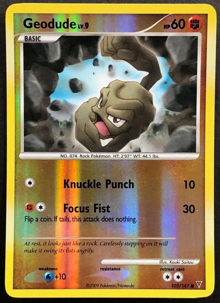 Geodude reverse holo card front, Supreme Victors 105/147
