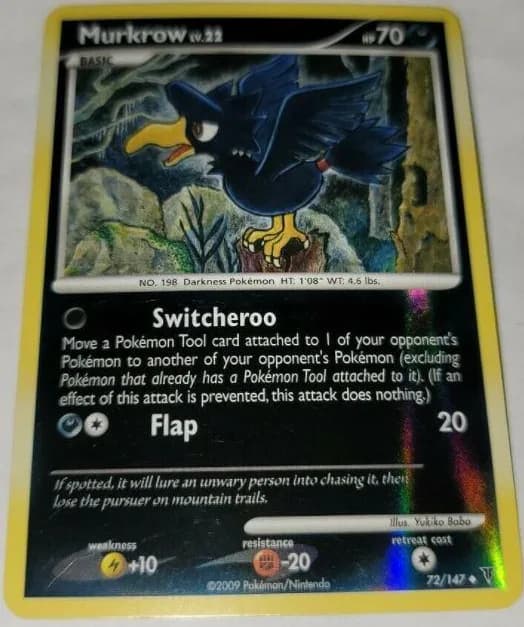 Murkrow reverse holo card front, Supreme Victors 72/147