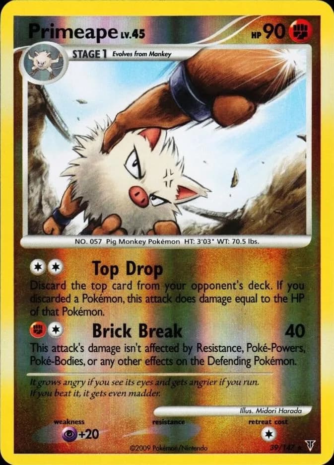 Primeape reverse holo card front, Supreme Victors 39/147
