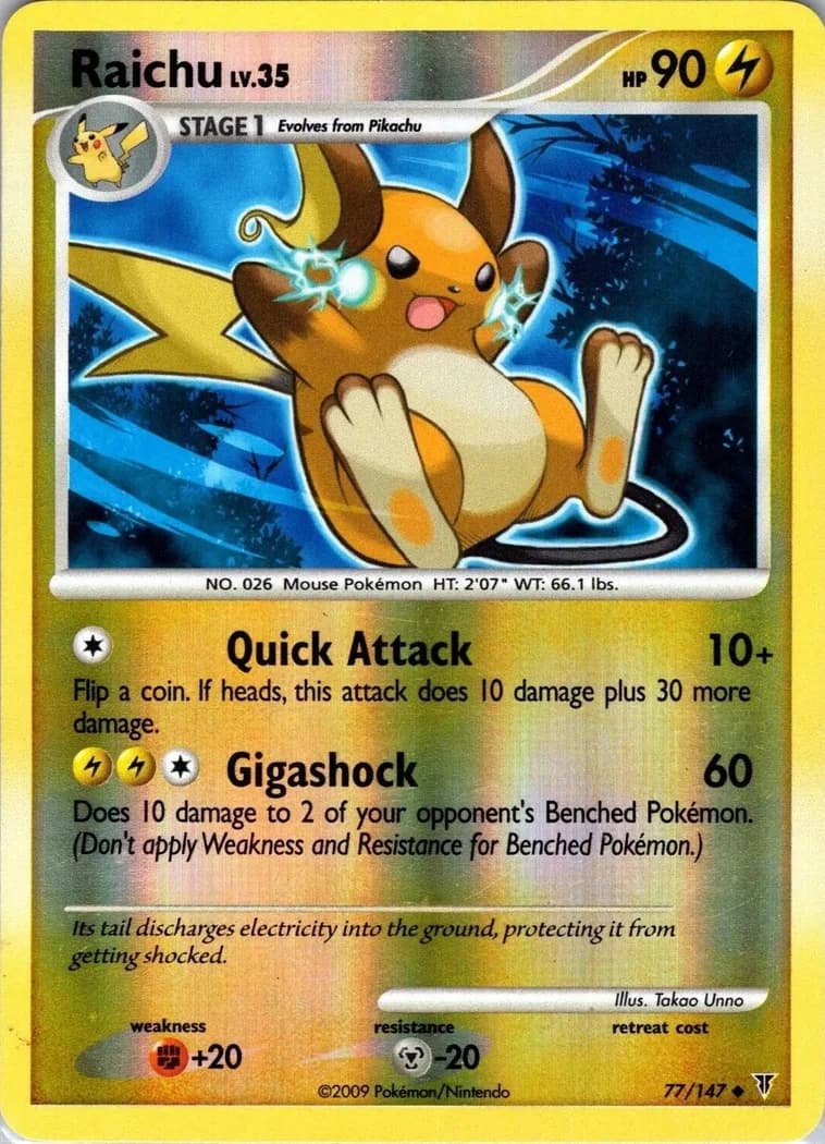 Raichu reverse holo card front, Supreme Victors 77/147