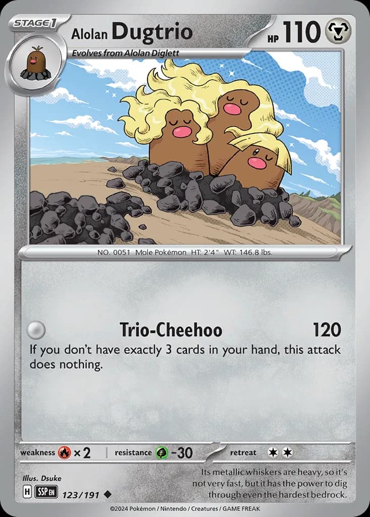 Surging Sparks Alolan Dugtrio card front, 123/191