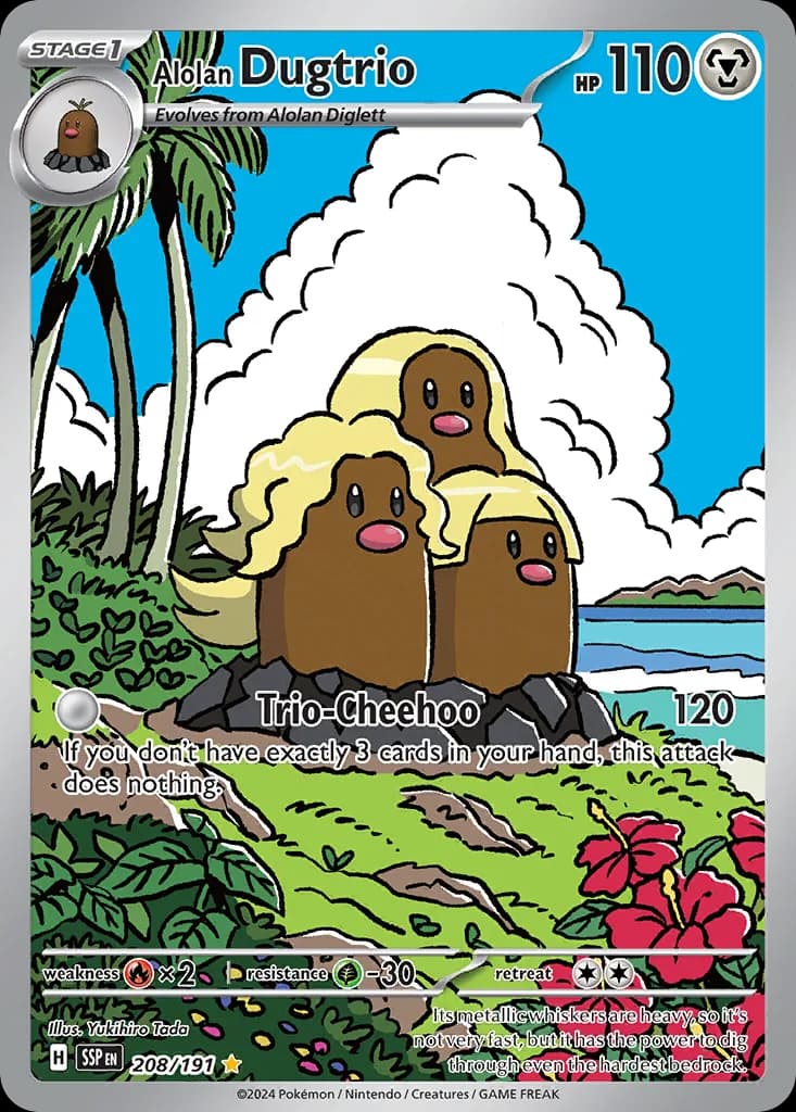 Surging Sparks Alolan Dugtrio card front, 208/191