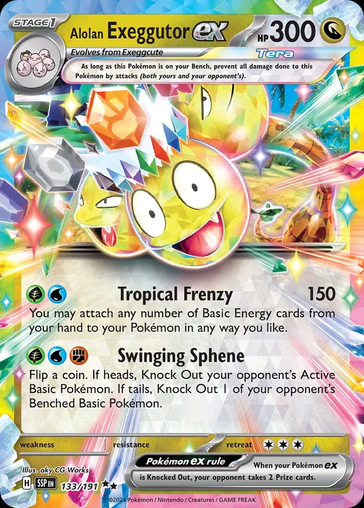 Surging Sparks Alolan Exeggutor ex card front, 133/191