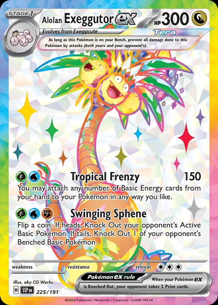Surging Sparks Alolan Exeggutor ex card front, 225/191