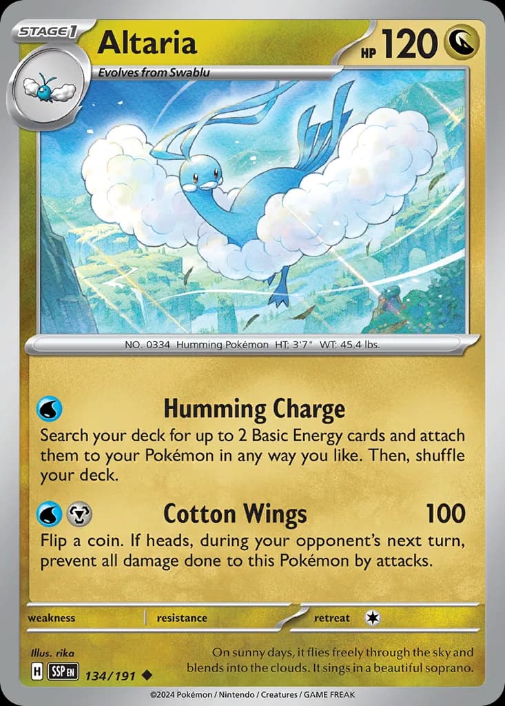 Altaria card front, Surging Sparks 134/191