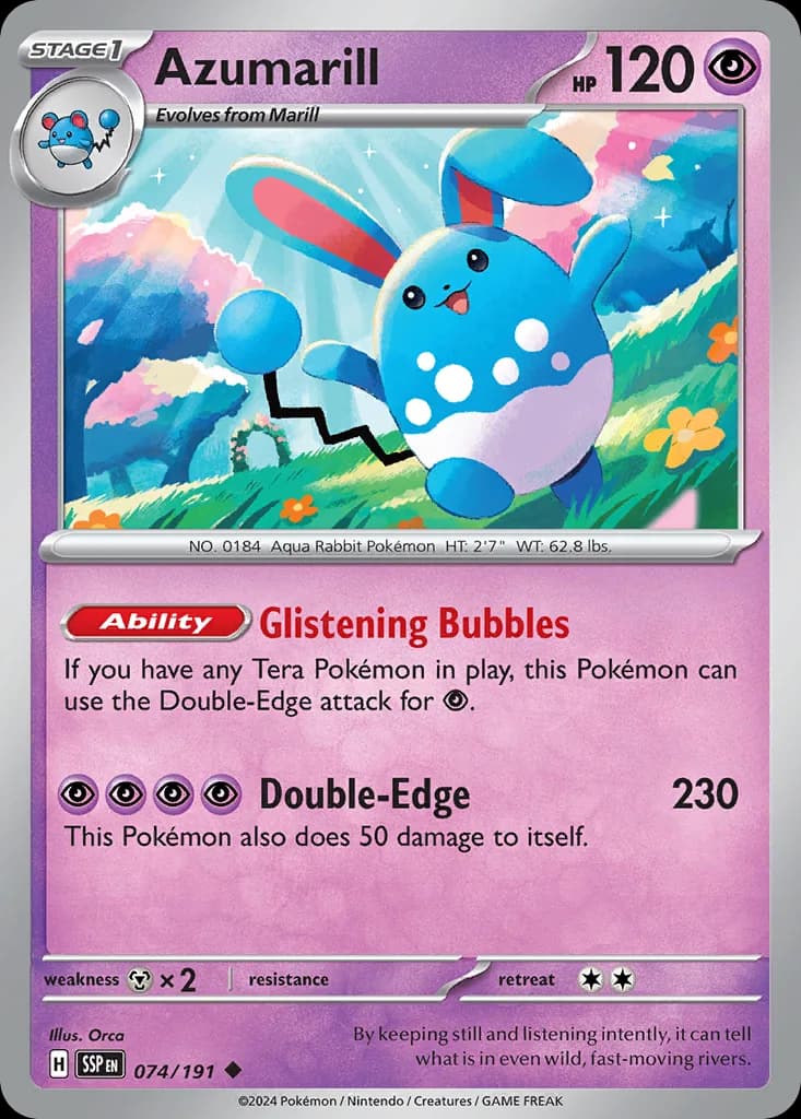 Surging Sparks Azumarill card front, 74/191