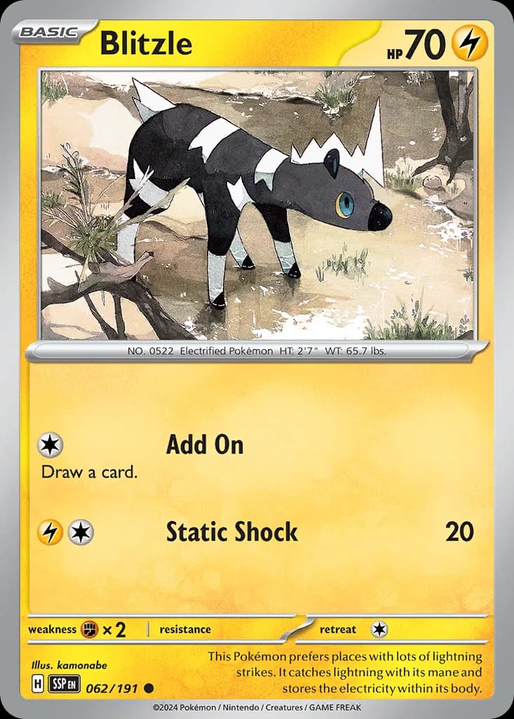 Surging Sparks Blitzle card front, 62/191