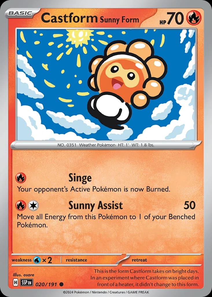 Surging Sparks Castform Sunny Form card front, 20/191
