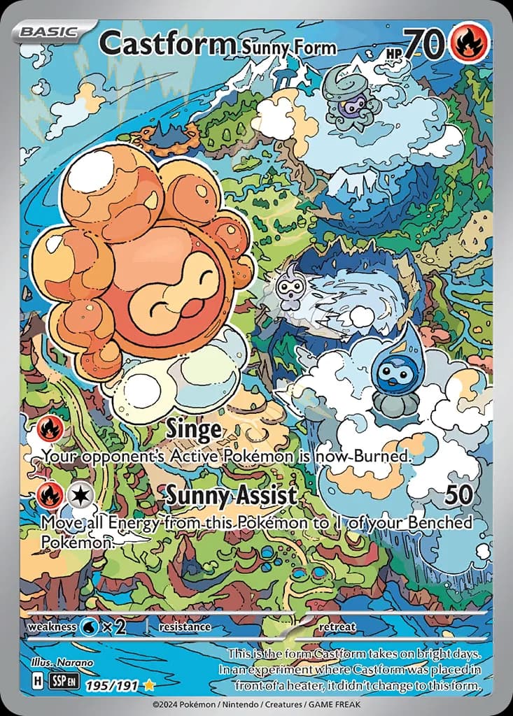 Surging Sparks Castform Sunny Form card front, 195/191