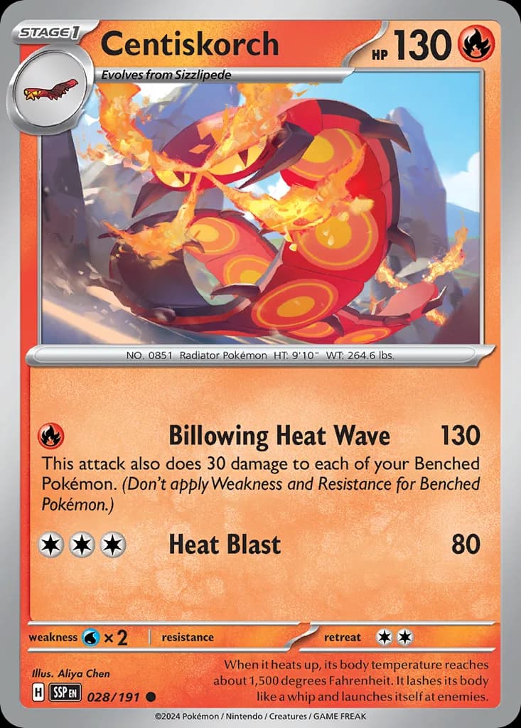 Surging Sparks Centiskorch card front, 28/191
