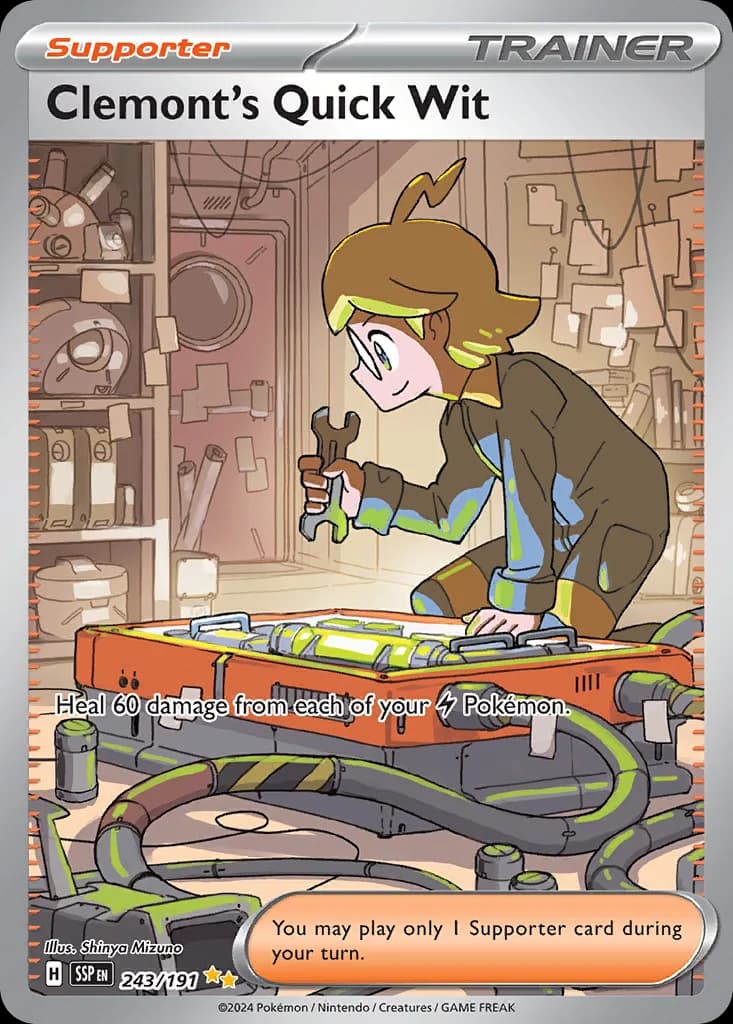 Surging Sparks Clemont's Quick Wit card front, 243/191