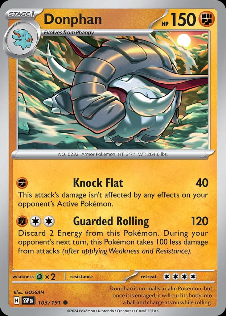 Surging Sparks Donphan card front, 103/191
