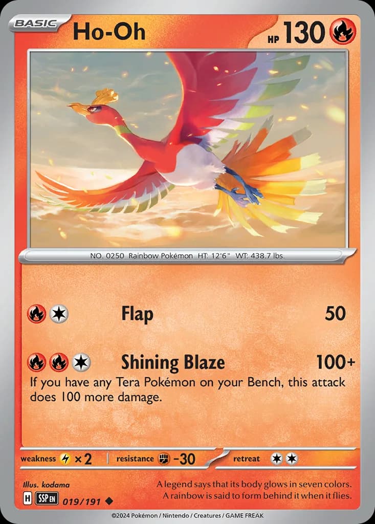 Ho-Oh card front, Surging Sparks 19/191