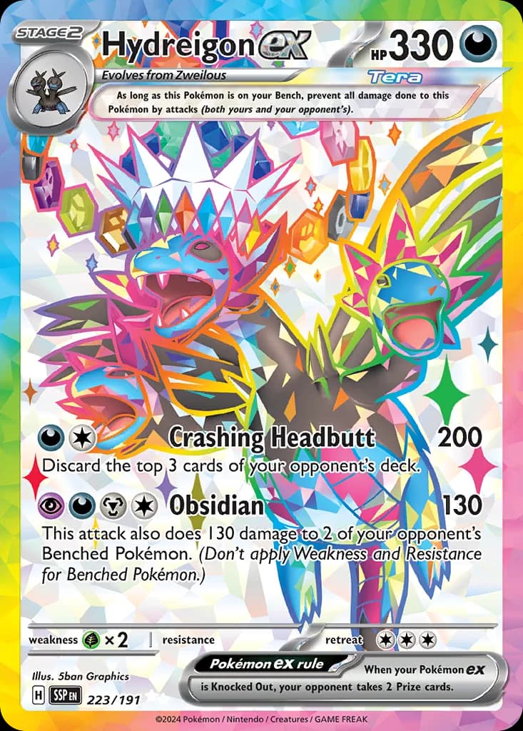 Hydreigon ex card front, Surging Sparks 223/191