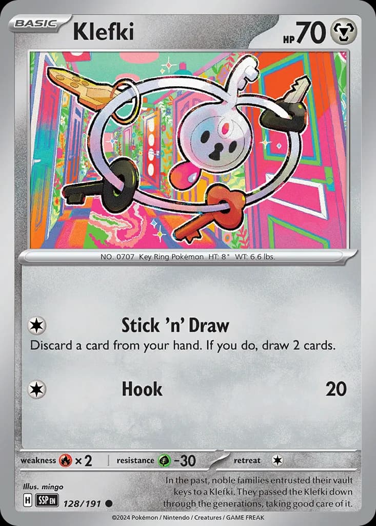 Surging Sparks Klefki card front, 128/191
