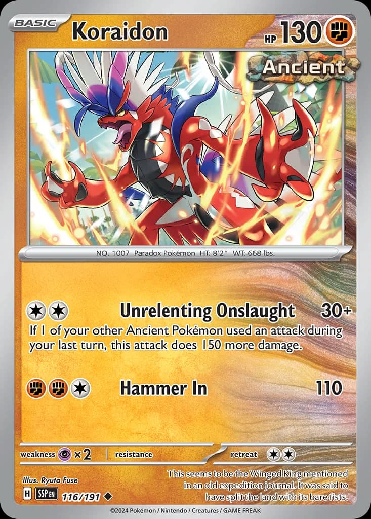 Surging Sparks Koraidon card front, 116/191